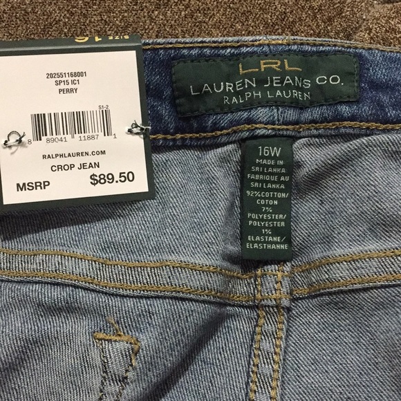 RALP LAUREN JEANS CLASSIC STRAIGHT CROPPED 16W - Picture 8 of 8